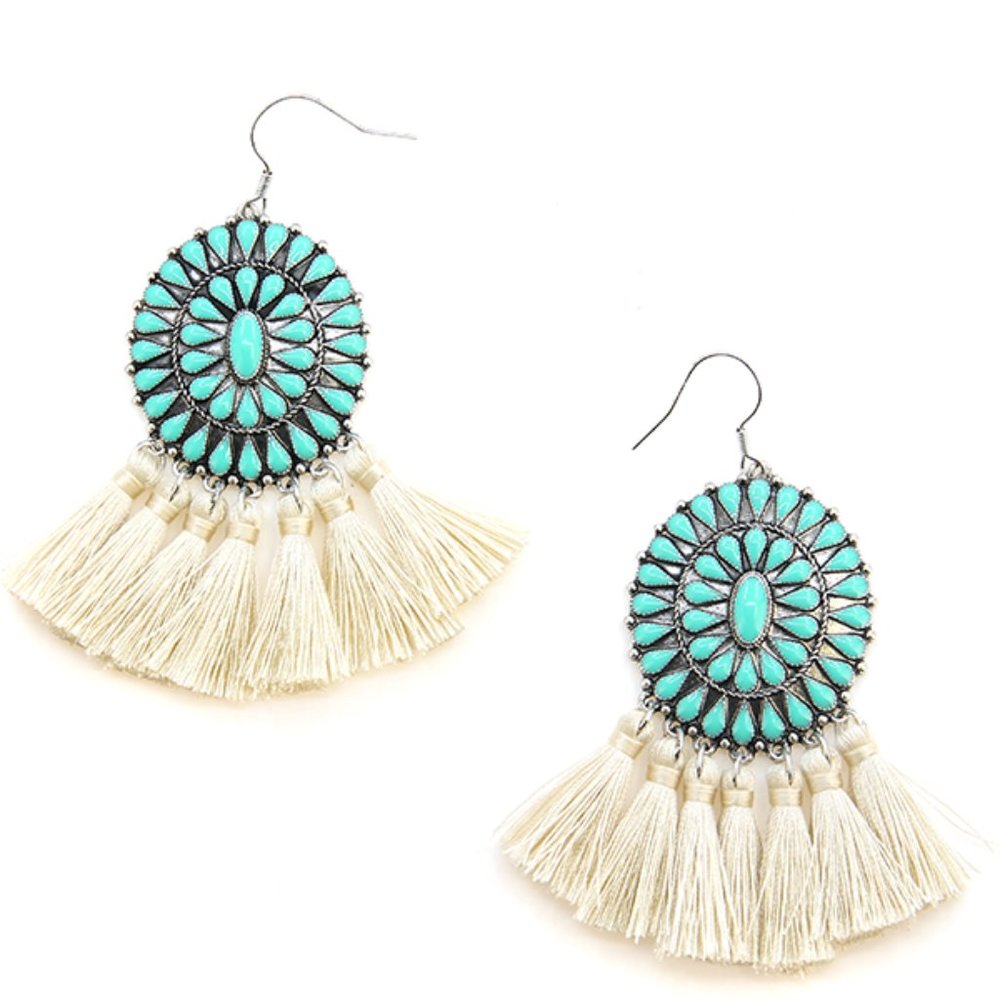 concho tassel fan dangle earrings